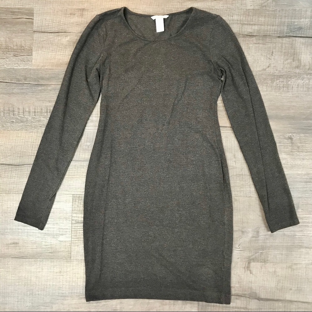 CLOSING SALE 🚨 H&M Gray Long Sleeve Bodycon Dress Sz S
